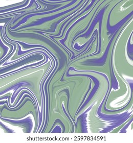 A mesmerizing abstract digital artwork featuring fluid swirls in shades of green, purple, and white.