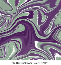 A mesmerizing abstract digital artwork featuring fluid, swirling patterns in shades of purple, green, and white.