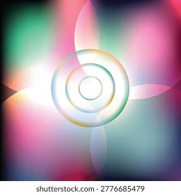 A mesmerizing abstract image featuring swirling circles and petal-like shapes in a kaleidoscope of pastel colors, blending softly against a gradient background