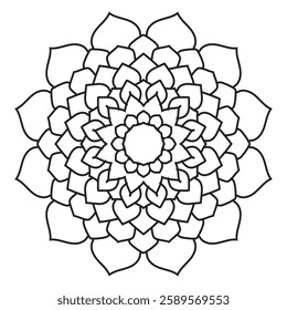 A mesmerizing abstract mandala in black and white, featuring intricate patterns perfect for coloring, home decor, or meditative artwork.