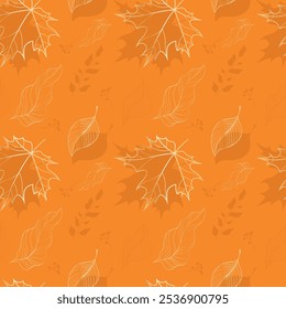 A mesmerizing autumn pattern filled with a variety of leaves in warm yellow and brown tones.