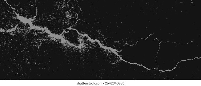 A mesmerizing black canvas features striking white vein-like patterns, creating a captivating texture. This backdrop serves as an ideal accent for modern design and artistic endeavors.