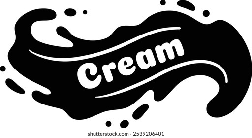 Mesmerizing black cream splash with a dynamic shape and striking white outline, perfect for branding and marketing materials. Bold and trendy design for ads, banners, and posters