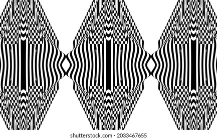 mesmerizing black patterns with optical illusion on a white background