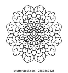 A mesmerizing black and white mandala featuring intricate floral patterns, perfect for meditation, decoration, and artistic inspiration.