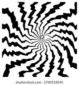 Uma ilusão ótica incrível em preto e branco. O padrão abstrato cria um efeito de vórtice giratório, capturando a atenção com seu design hipnótico e psicodélico.