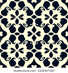 Mesmerizing black and white pattern adorning a white background, exuding a sense of timelessness. The damask pattern seamlessly repeats, creating a visually appealing and versatile fabric.