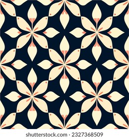 Mesmerizing black and white pattern featuring intricate red accents, reminiscent of a fractal muqarnas design, with dark floral motifs.