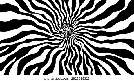 A mesmerizing black and white spiral optical illusion creating a hypnotic visual effect.