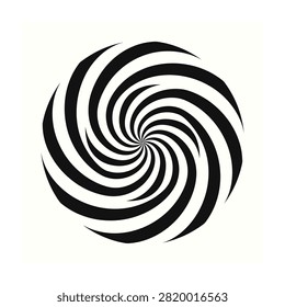 A mesmerizing black and white spiral pattern creating an optical illusion with concentric stripes, evoking a sense of hypnotic movement and visual intrigue.