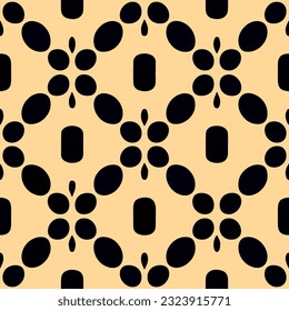 Mesmerizing black and yellow background adorned with circles forming Sierpinski Gasket, creating repeating fabric pattern reminiscent of captivating fractal muqarnas.
