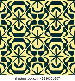 Mesmerizing black and yellow geometric design showcasing the elegance of art nouveau, with a seamless pattern that exudes symmetry and sophistication.