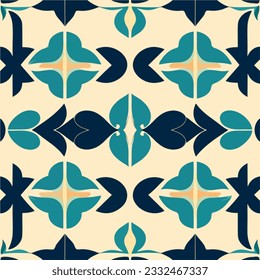 Mesmerizing blend of blue and white colors in an abstract design a seamless pattern that flawlessly merges art deco and art nouveau influences.