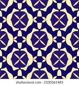 Mesmerizing blend of blue and yellow hues form an intricate pattern reminiscent of ancient girih and aizome designs with an indigo occult touch.