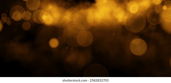A mesmerizing blend of golden bokeh lights against a deep, dark backdrop, creating a dreamy, elegant, and magical atmosphere. The glowing orbs add warmth, depth, and a touch of luxury to the compositi
