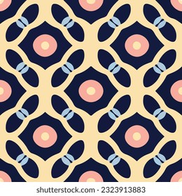 Mesmerizing blue and pink pattern gracefully dances against black backdrop, showcasing seamless symmetry. captivating design is ideal for various applications, including textiles.