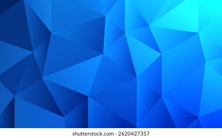 Mesmerizing Blue Polygonal Mosaic: Dynamic Geometric Design with Gradient Effect for Modern Backgrounds, Creative Visuals and Digital Art Projects