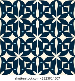 Das mesmerisierende geometrische Design von Blau und Weiß schafft nahtlose Muster, die sich mühelos wiederholen. Das Motiv ähnelt erfrischenden Pfefferminzen.