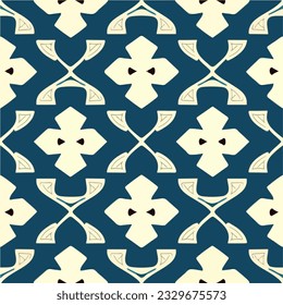 Mesmerizing blue and white pattern inspired by the elegance of Art Nouveau and Art Deco, showcasing a beautiful damask motif.