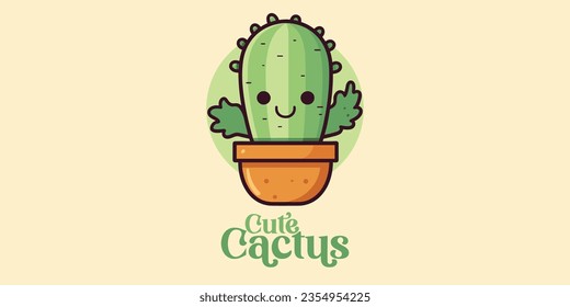 Mesmerizing Cartoon Mascot Logo of a Darling Cactus Succulent Plant Icon