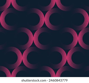 Mesmerizing Circles Seamless Pattern Trend Vector Black Purple Abstract Background. Half Tone Art Illustration for Fashionable Textile Print. Repetitive Graphical Abstraction Wallpaper. Subtle Texture