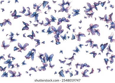 A mesmerizing collection of delicate,  butterflies in shades of blue and purple, ideal for elegant and artistic backgrounds. Perfect for designs that evoke beauty, grace, and tranquility.