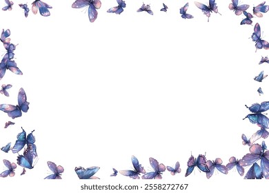 A mesmerizing collection of delicate,  butterflies in shades of blue and purple, ideal for elegant and artistic backgrounds. Perfect for designs that evoke beauty, grace, and tranquility.