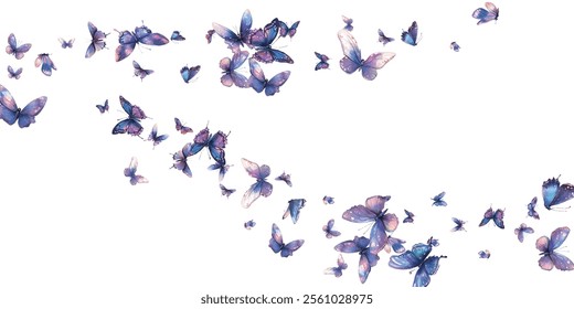 A mesmerizing collection of delicate,  butterflies in shades of blue and purple, ideal for elegant and artistic backgrounds. Perfect for designs that evoke beauty, grace, and tranquility.