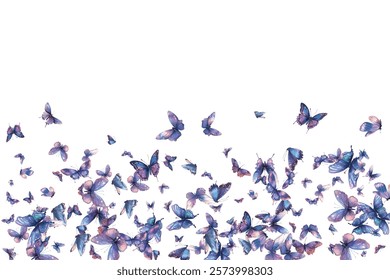 A mesmerizing collection of delicate,  butterflies in shades of blue and purple, ideal for elegant and artistic backgrounds. Perfect for designs that evoke beauty, grace, and tranquility.