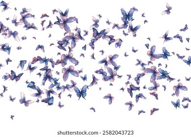 A mesmerizing collection of delicate,  butterflies in shades of blue and purple, ideal for elegant and artistic backgrounds. Perfect for designs that evoke beauty, grace, and tranquility.