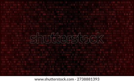 A mesmerizing crimson sea of binary digits pulses in hypnotic chaos, forming an abstract digital storm where 1s and 0s cascade like fiery rain across infinite void. Shadowy depths evoke cybernetic fury, symbolizing raw data power surging unbound.