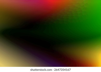 A mesmerizing digital artwork displaying a dynamic gradient of vibrant colors . abstract green black yellow and red