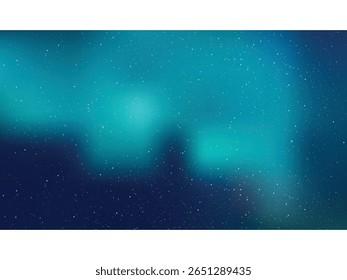 Uma representação digital hipnotizante do céu noturno com o brilho impressionante da aurora boreal. A imagem mostra uma mistura serena de tons azul marinho profundo e ciano radiante, assemelhando-se ao mágico 