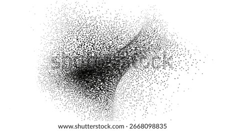 A mesmerizing flock of birds forms a swirling vortex of motion in monochrome, showcasing dynamic patterns against the stark white backdrop with an incredible sense of movement