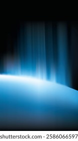 A mesmerizing futuristic image with blue light streaks radiating from a bright light source against a dark background, creating an ethereal effect.