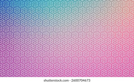 Mesmerizing geometric pattern with kaleidoscopic symmetry, presenting a gradient of vibrant colors and intricate linework creating a dynamic and visually captivating design element