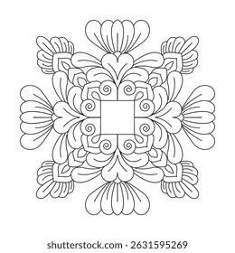 Mesmerizing Geometric Spiral Mandala Coloring Book Page