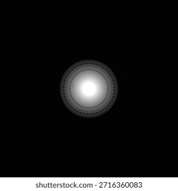 Esfera branca brilhante hipnotizante com intrincados padrões concêntricos sobre um fundo preto, arte digital abstrata.