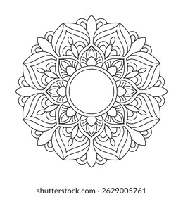 Mesmerizing Hand-Sketched Bloom Mandala Coloring Book Page