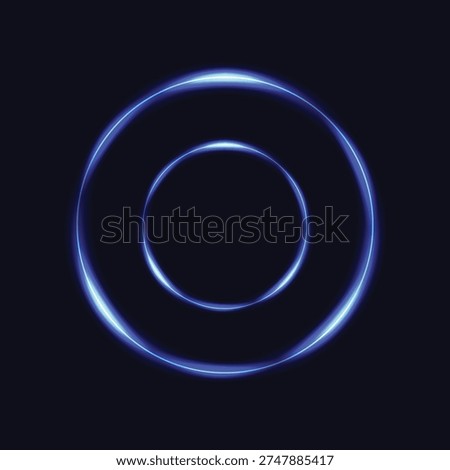 A mesmerizing image of two concentric blue rings glowing against a dark background