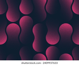 Mesmerizing Immersive Vector Seamless Pattern Trendy Purple Abstract Background. Half Tone Art Exceptional Illustration for Textile. Repetitive Graphic Hypnotic Abstraction Wallpaper Dot Work Texture