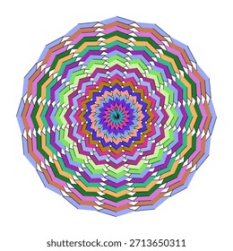 A mesmerizing kaleidoscope of chevron patterns creates a vibrant, symmetrical, and visually striking design.