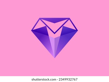 mesmerizing logo concept featuring a glossy, transparent purple diamond, radiating opulence and enchantment with its captivating allure
