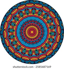 Mesmerizing Mandala with Radiating Patterns in Warm and Cool Tones