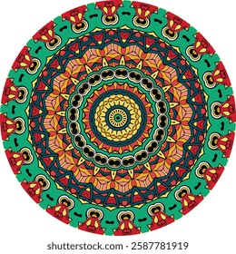 Mesmerizing Mandala with Radiating Patterns in Warm and Cool Tones