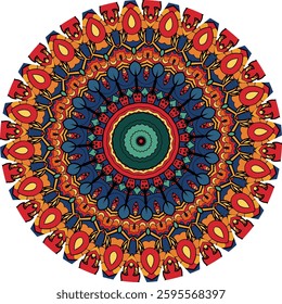 Mesmerizing Mandala with Radiating Patterns in Warm and Cool Tones