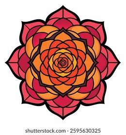 A mesmerizing mandala of roses with black ink style.
