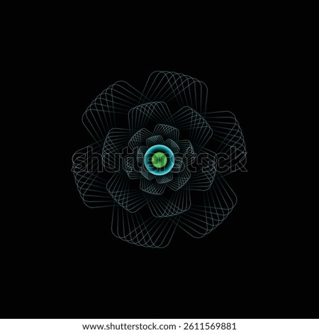 A mesmerizing neon blue abstract flower design with intricate geometric symmetry and glowing effects. Perfect for tech, futuristic, and digital art themes. Ideal for backgrounds, prints, wallpapers, o