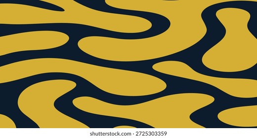 A mesmerizing pattern of flowing, organic shapes in a striking color combination of mustard yellow and deep navy blue.