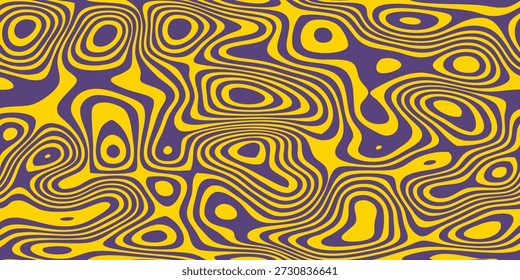 Un patrón fascinante de Formas fluidas y orgánicas en amarillo brillante y púrpura profundo, creando una sensación de movimiento y profundidad.
